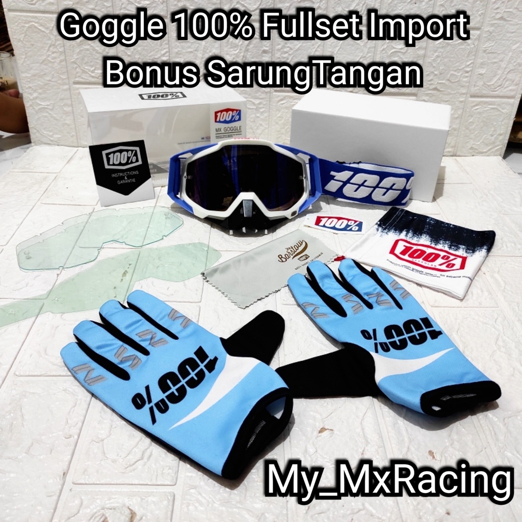 kacamata goggle trail sunmori fullset import dengan kualitas premium BONUS sarung tangan kacamata goggle trail cross terlaris fullset 007 BISA COD