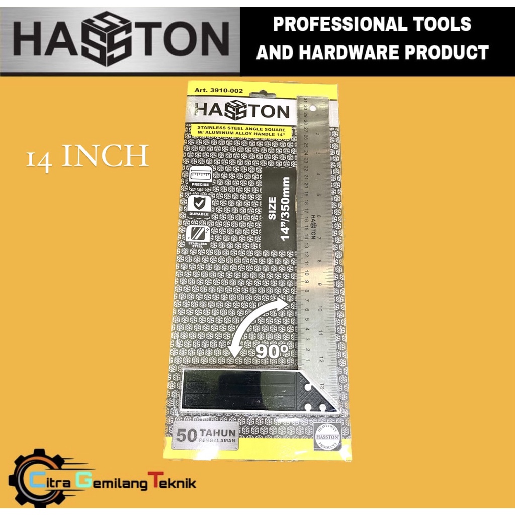 hasston prohex siku tukang 14 inch stainless steel/ penggaris siku