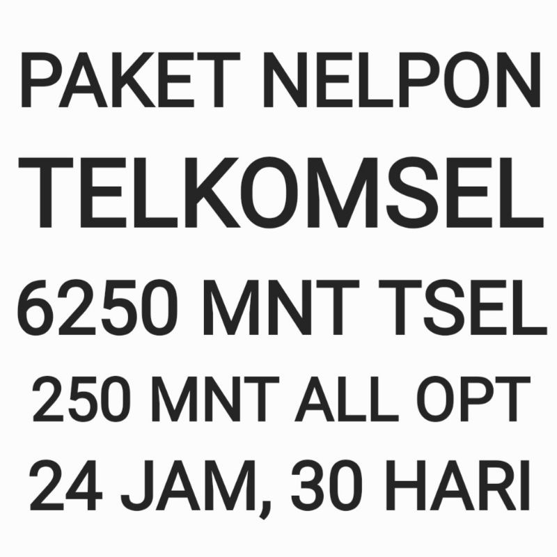 [CHAT DULU SEBELUM ORDER]Paket Nelpon Telkomsel 6500 2500 Menit 30 Hari Bulan Sebulan Bulanan 24 Jam