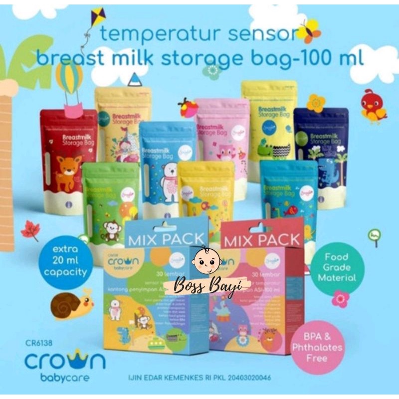 CROWN Baby Care - Kantong Asi 100ml extra 20ml / Breast Milk Storage Bag / Tempat Penyimpan Asi