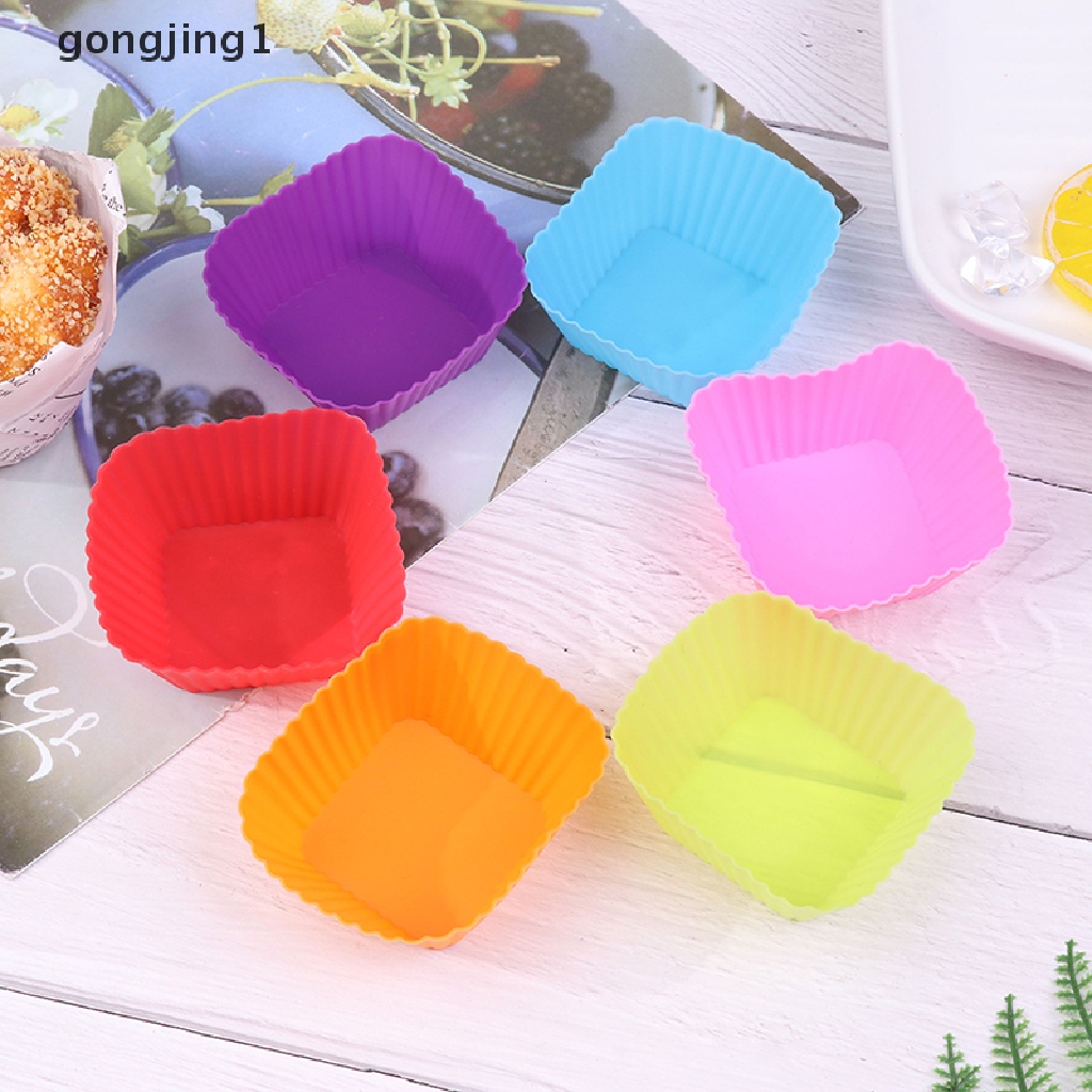 Ggg 1/6Pcs 7cm Cetakan Puding Jelly Bentuk Persegi Cetakan Muffin Cake Cup Silicone Mold ID