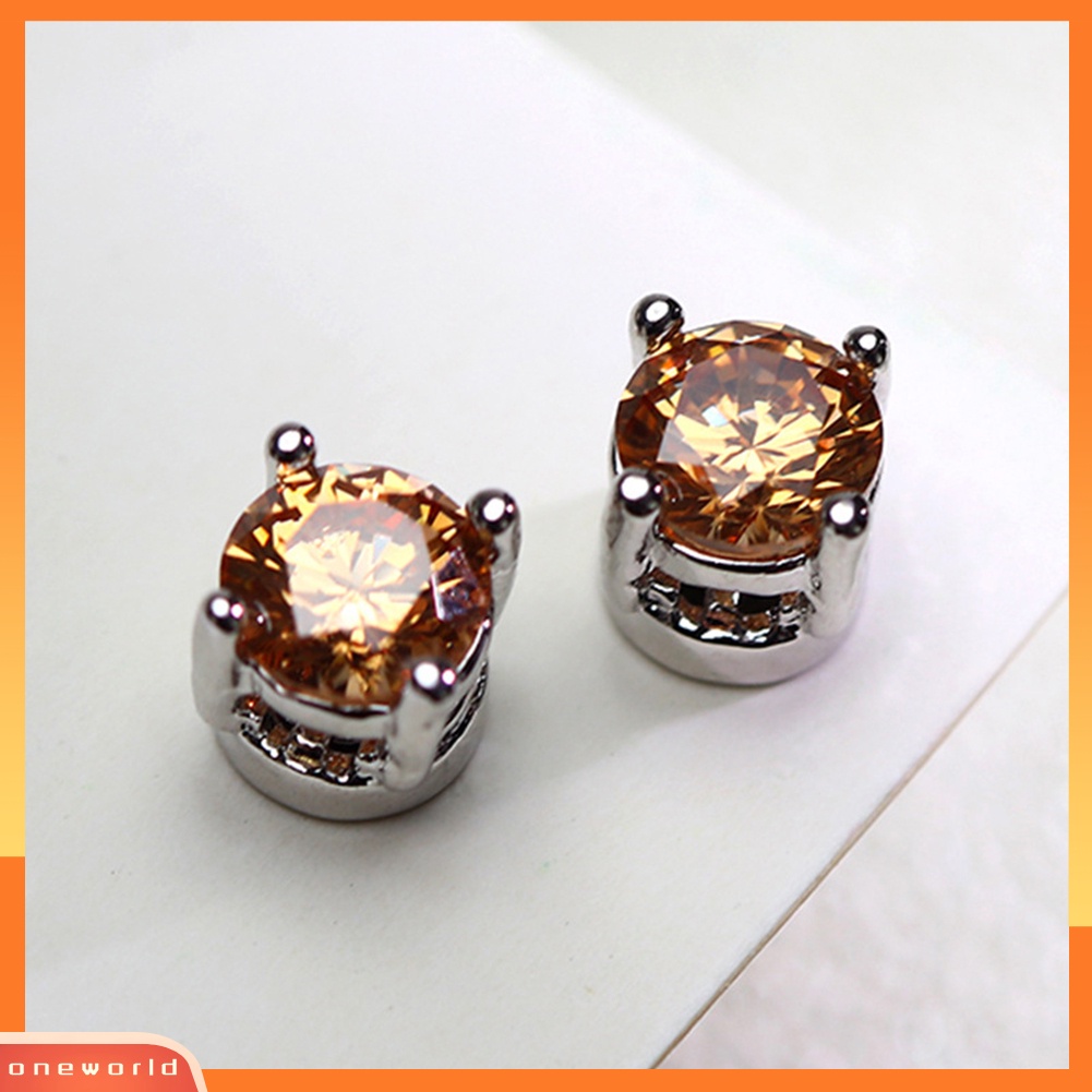 [WONE] Pria Wanita Berlian Imitasi Hias ic Ear Stud Earrings Non Piercing Perhiasan Hadiah