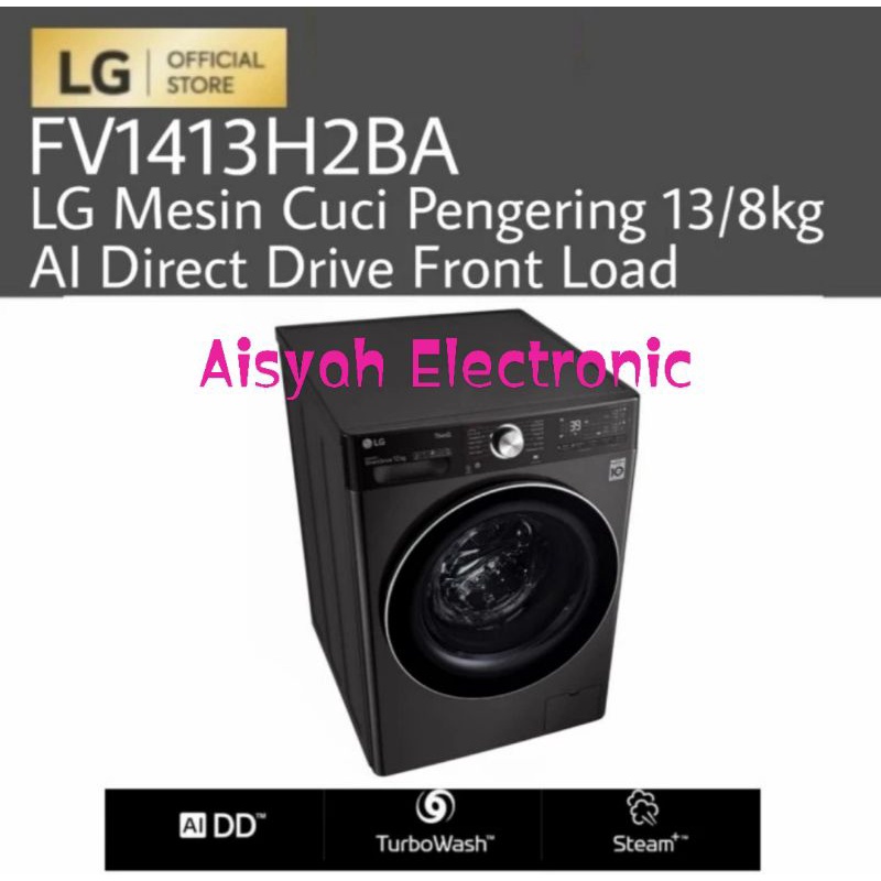MESIN CUCI FRONT LOADING LG FV1413H2BA 13KG + 8KG DRYER INVERTER