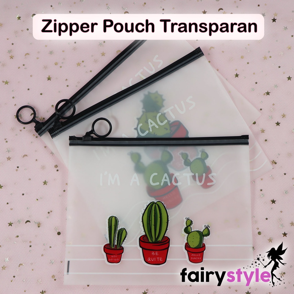 

Zipper Pouch Transparan Zip Lock Serbaguna Tempat Pensil Accessories Kosmetik Stationery - Fairystyle
