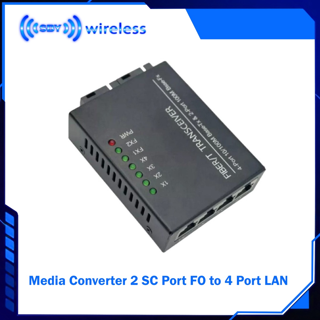 Media Converter 2SC Port FO to 4 Port LAN RJ45 10/100Mbps Fiber Optik Converter Ethernet Switch