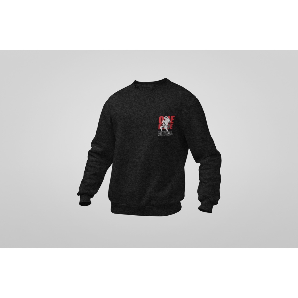 ANIME SWEATER UNISEX OVERSIZE LUFFY RED EDITION /// SWEATER PREMIUM SIZE XL FLEECE TEBAL KEKINIAN TERBARU''