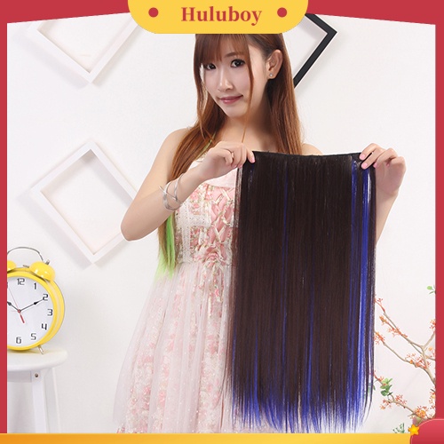 Wig Rambut Extension Model Panjang Lurus Warna Campur Untuk Wanita