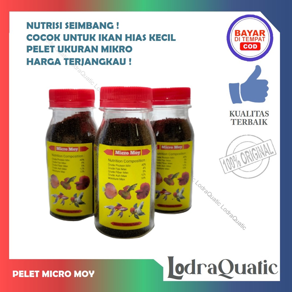 {PELET MICRO MOY} PROMO MURAH PELET MICRO MOY PELET IKAN CUPANG PELET IKAN GUPPY PELET IKAN HIAS UKURAN KECIL KEMASAN 5 GRAM