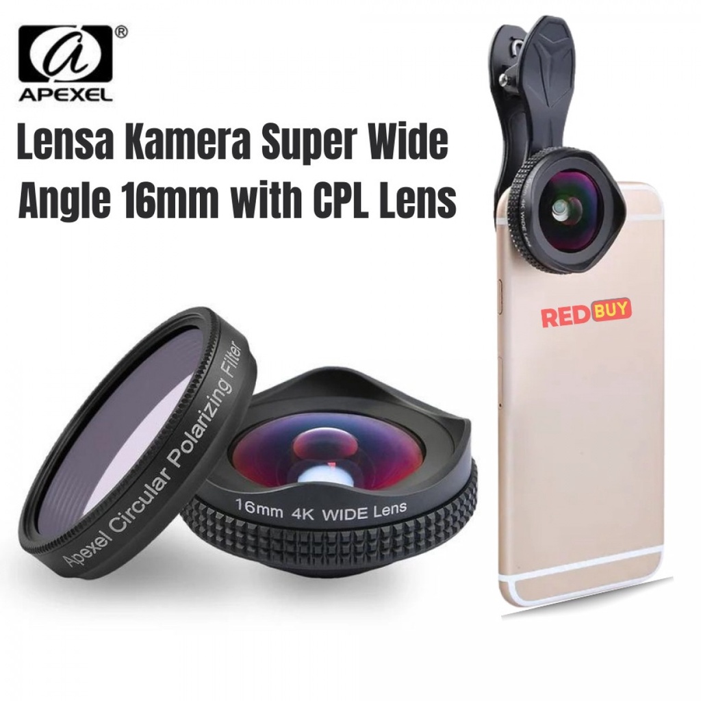 APEXEL Lensa Kamera Super Wide Angle 16mm with CPL Lens