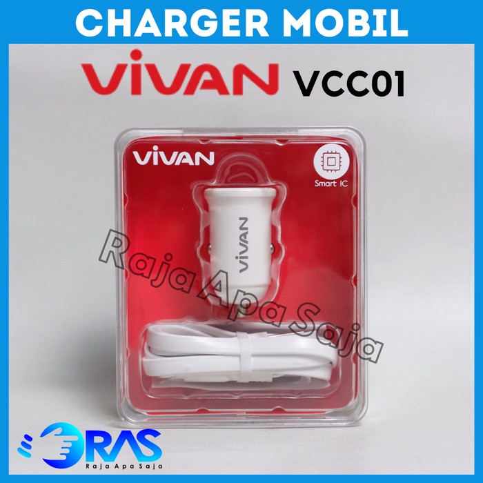 Charger Mobil CAR CHARGER VIVAN Casan Carjer HP di Mobil Motor 2 USB Fast Charging Putih kekinian W4
