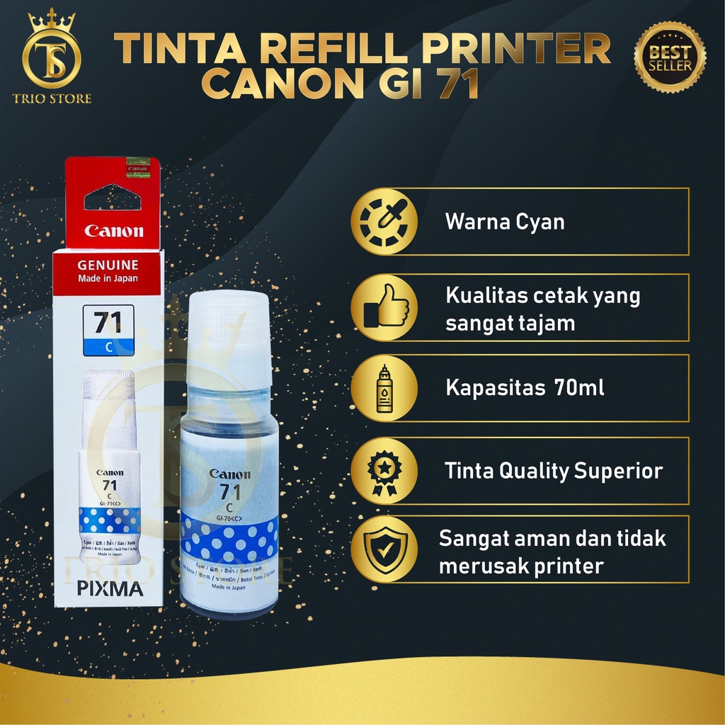 1 SET 4 PCS Tinta Canon Gi 71 For Printer G1020 G2020 G2021 G2060 G3020