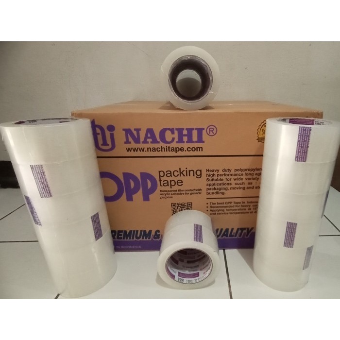 

Lakban Nachi OPP Bening ukuran 2 Inch (48 mm x 100 yard) Khusus 2 Dus