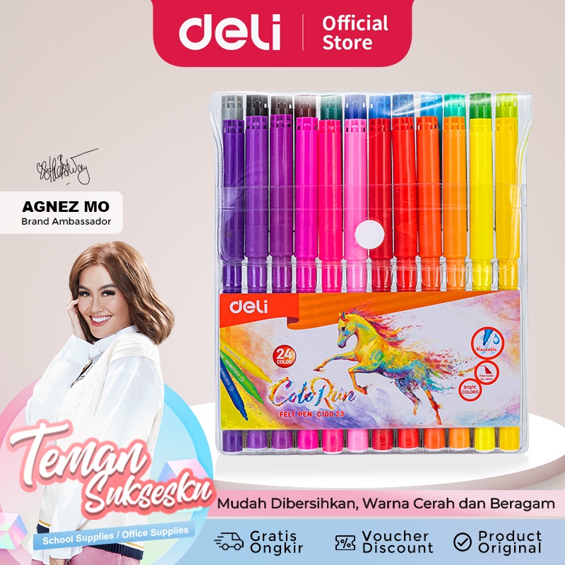 

Deli EC10023 School Felt Pen/Spidol Warna-Felt Pen Washable 1.0mm 24C