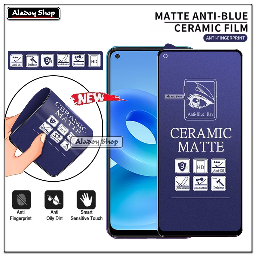 PAKET 3IN1 Anti Gores Blue Matte Anti Glare Oppo A95 5G/A94/F19 Pro + Tempered Glass Camera dan Skin Carbon