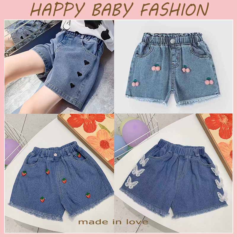 【Happy Baby】0-5Tahun DK001Celana jeans anak perempuan pinggang karet love fashion anak import