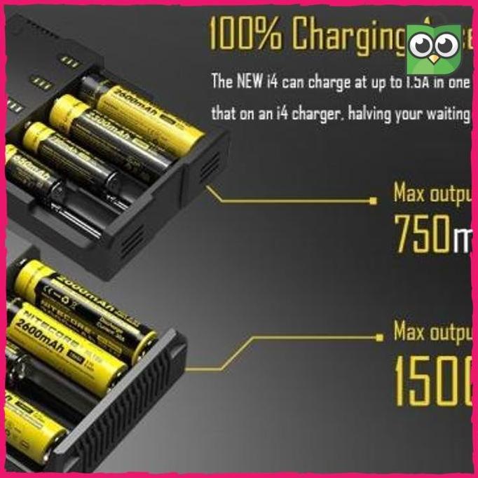 Lubaid Nitecore Battery / Batrai / Baterai Charger 4 Slot 18650