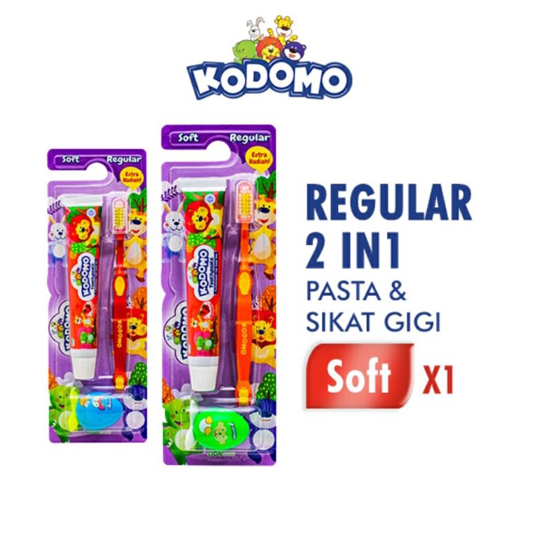 SIKAT GIGI BAYI - KODOMO 2 IN 1 REGULAR &amp; ZIG ZAG SOFT - Pasti Gigi dan Sikat