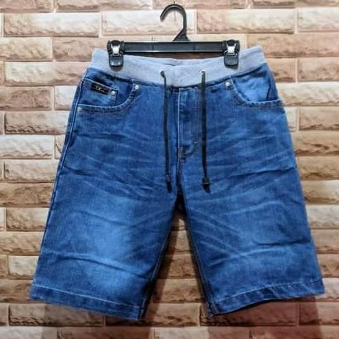 [BISA COD] Promo Celana Chino Pendek Rip Pria Pinggang Karet | Jeans Denim Pria