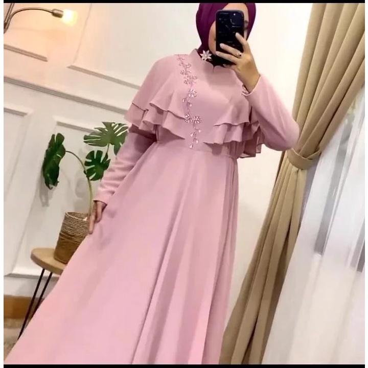 Diva Dress Baju kondangan Gamis pesta mewah elegan aplikasi swaroski fashion wanita muslimah 2024 ziper depan