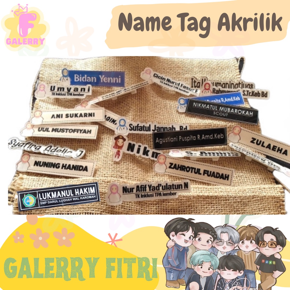 

Name Tag Dada Papan Nama Akrilik Custom Peniti Papan Nama