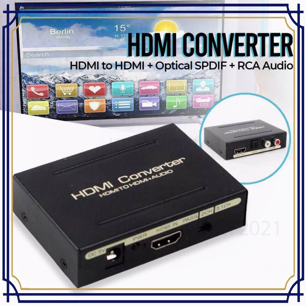 HDMI to HDMI + Optical SPDIF + RCA Audio Extractor Converter -CV345