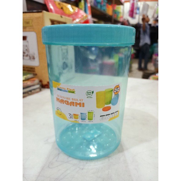 Toples Nagami Ukuran M 1300 ml / Toples makanan plastik bulat polos