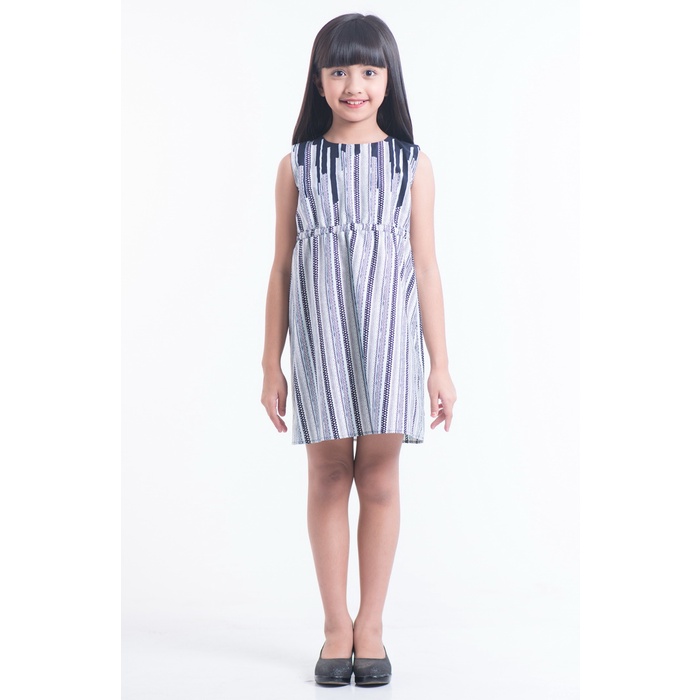 BATEEQ GIRL DRESS COTT PRINT FG17/004B NAVY