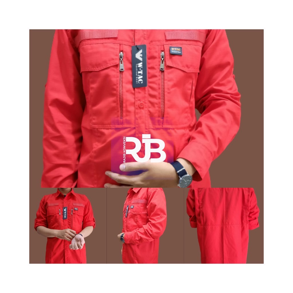 Kemeja Tactical W TAC Lengan Panjang Merah