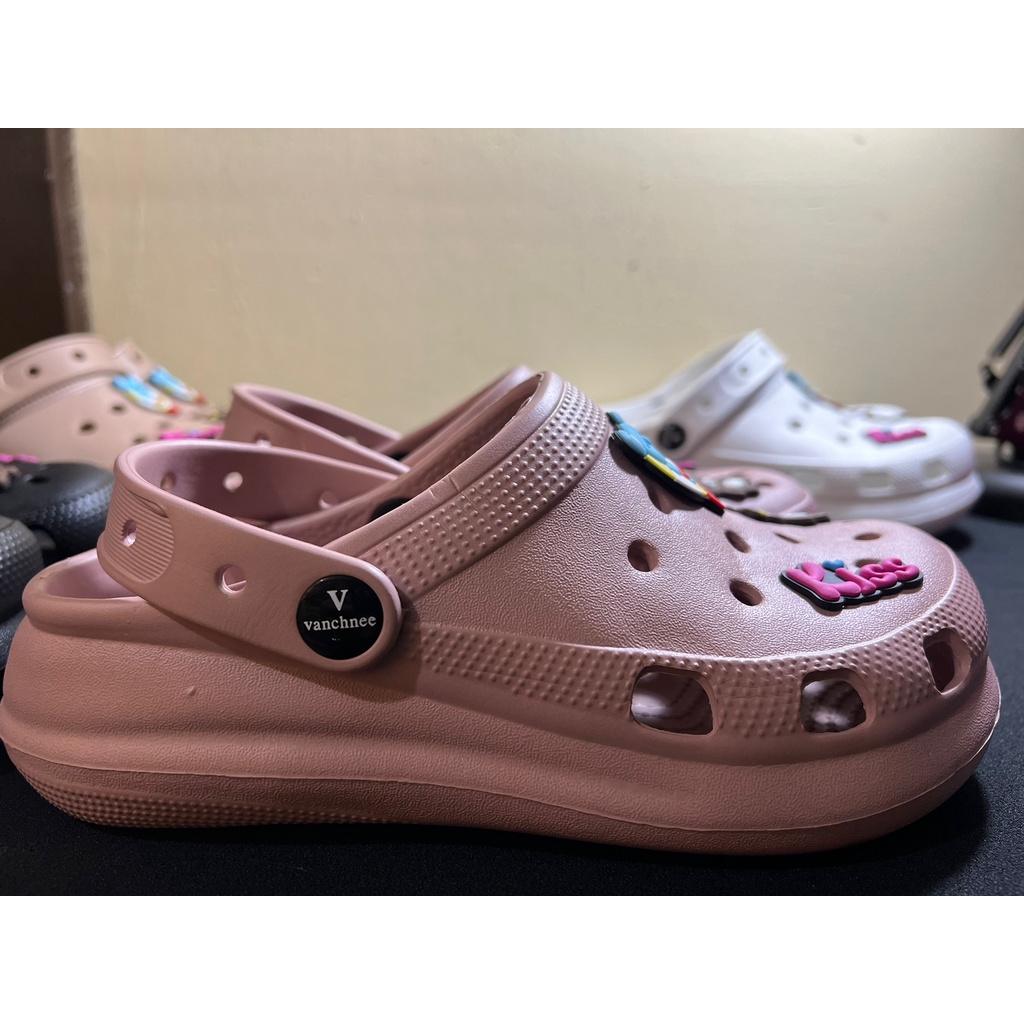 Sandal Kodok Classic Bae Clog, Sepatu Sendal Baim Wedges Platform Wanita Model Crocs_L1