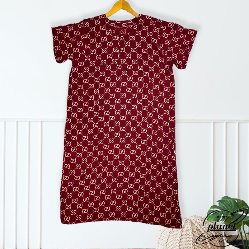 DASTER JUMBO KANCING DEPAN MOTIF GUCIKU MERAH KUNING HITAM JOTOL WANITA BIG SIZE LD 120 UKURAN BESAR