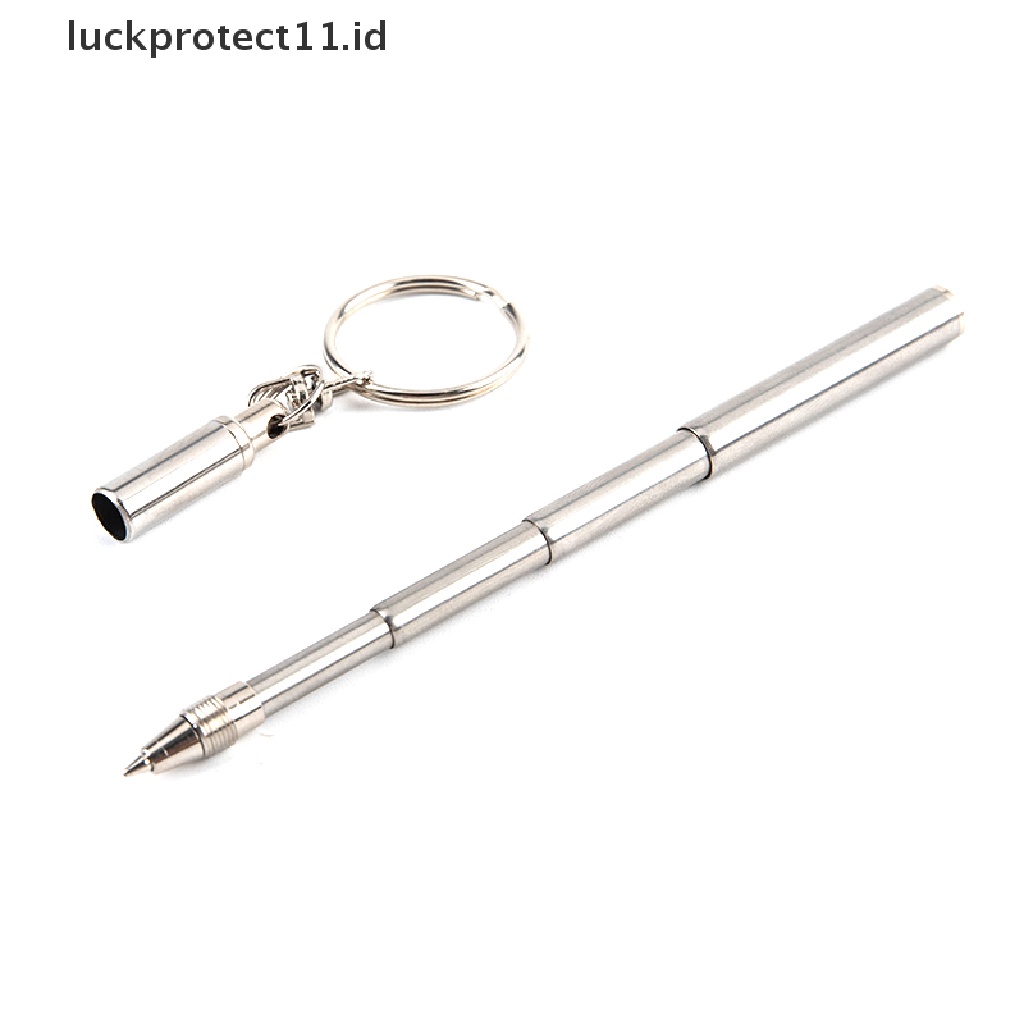 /Fashion Hot//// Alat Telescoping Portabel Pen Logam Kunci Ring Stainless Steel Gantungan Kunci Hadiah.