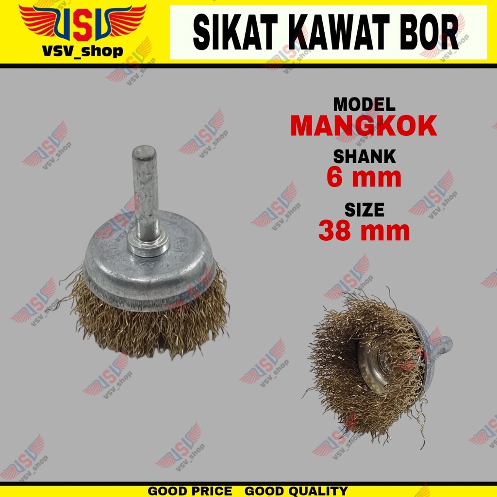 Mata Bor Sikat Kawat Mangkok Gagang 6mm Mesin Bor Penghilang Karat 38/50/65/75mm