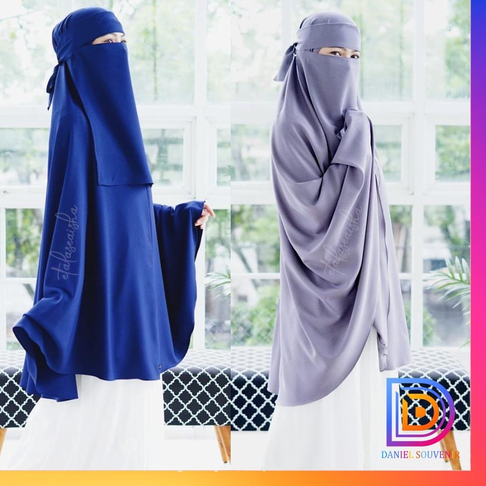 "SRK.21De22ᴱ" Set Jilbab Syari Long Khimar Non Pet Bonus Niqab Bandana Wolfis Alsyahra Exclusive