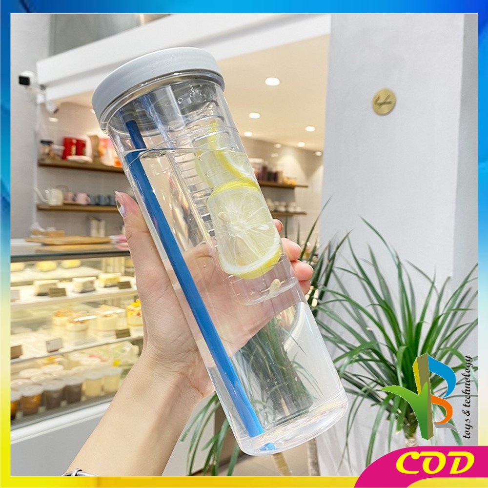 RB-C476 Botol Minum Transparan 700ML Portable Dengan Sedotan / Tempat Jus Tumbler Travel Korean Style BPA FREE