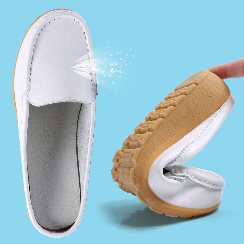 Musim Panas Korea Kulit Asli Sepatu Wanita Casual Slip On Murah Selop Flat Shoes Kekinian Ringan Cewek Slop Cantik 230