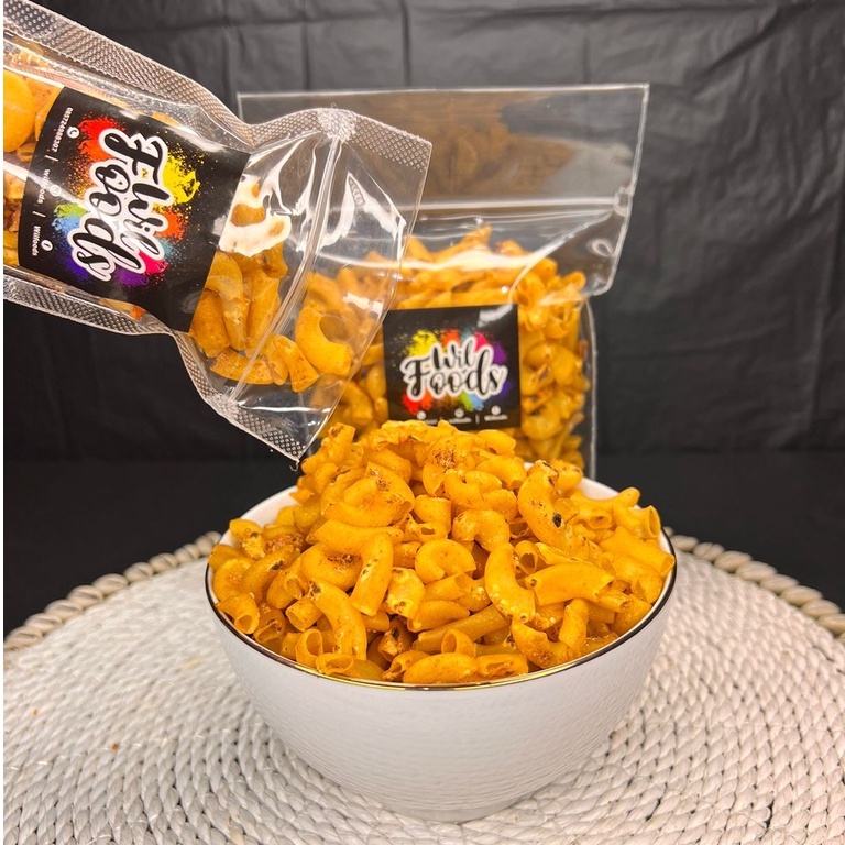 

MAKARONI SANGRAI250GR/CEMILAN/NGEMILYUK/SNACK/RAJASNACK/RAJANGEMIL