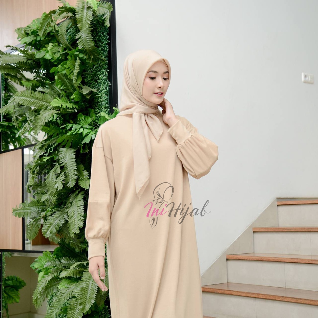 Ini Hijab - Gamis Babyterry / Dress Babyterry Lengan Balon / Lea Dress Babyterry