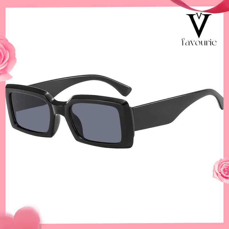 CODKacamata Hitam UV400 Bentuk Persegi Panjang Motif Leopard Gaya Retro Untuk Wanita Fashion-FA