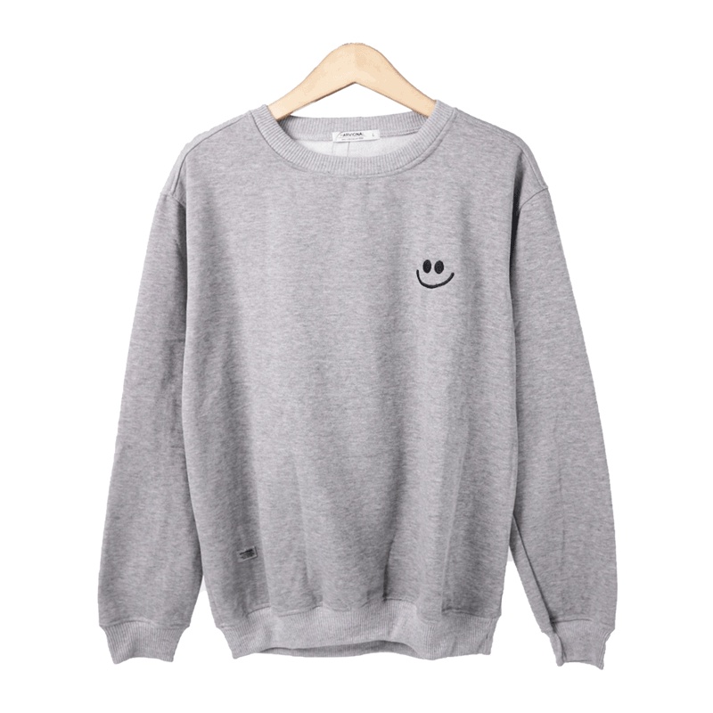 Parisdivarious Sweater Hoodie Sweatshirt Crewneck Smile Titik (Bordir) Bahan Fleece Size S - XXL (Pria &amp; Wanita)