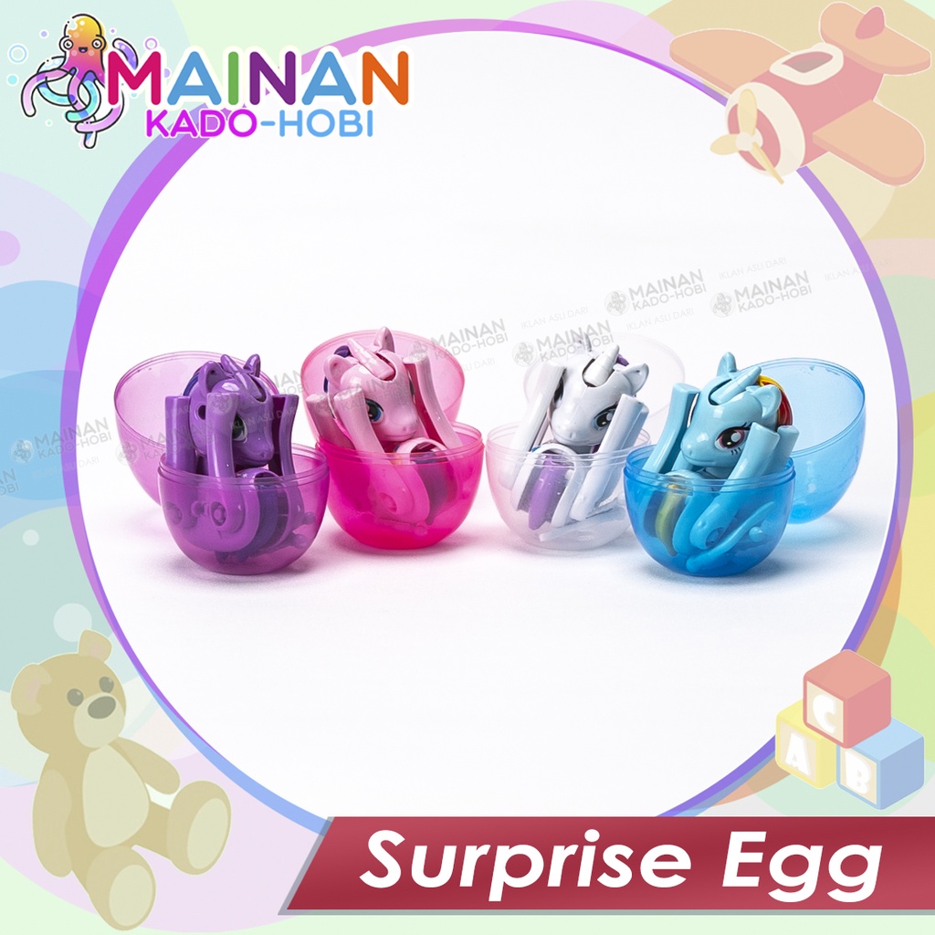 MAINAN ANAK DEFORMATION EGG TRANSFORMASI TELUR SURPRISE EGG UNICORN KUDA PONI