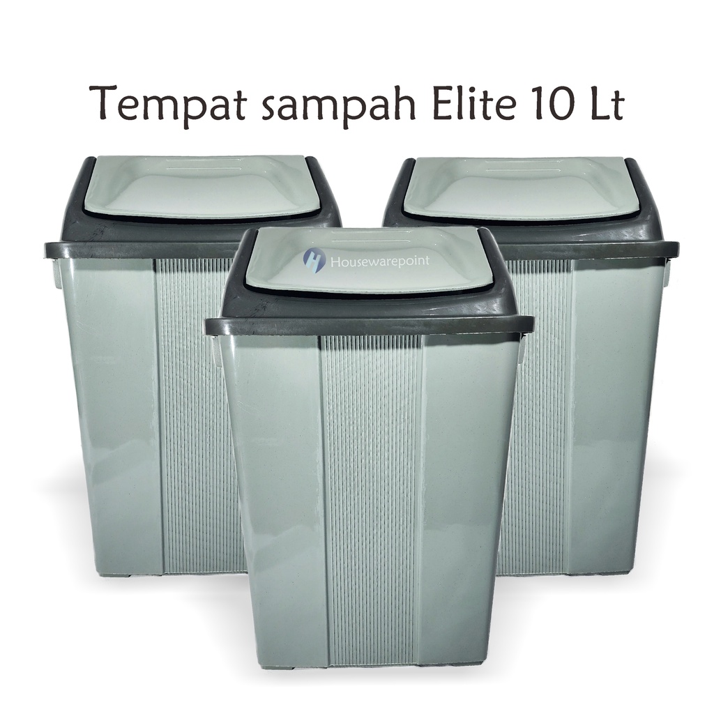 1 pcs Tempat sampah 10 L / Tempat sampah abu abu / Tempat sampah tutup plastik (T SAMPAH ELITE 10L)