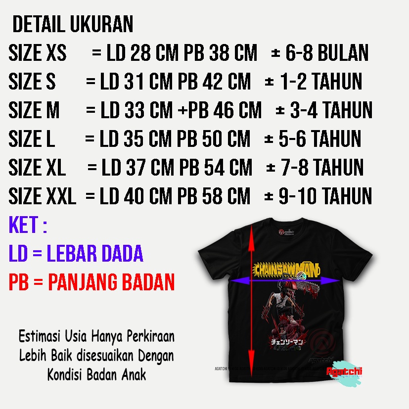 Baju Kaos Atasan Anak Laki - Laki Distro Anime Denji Chainsaw Man