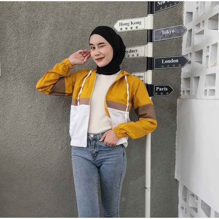 MIKE Jacket Sweater Wanita Oversize Pakian Outerwear Gaya Kasual Modern Fashion Kekinian Bahan Bbaby Kanvas