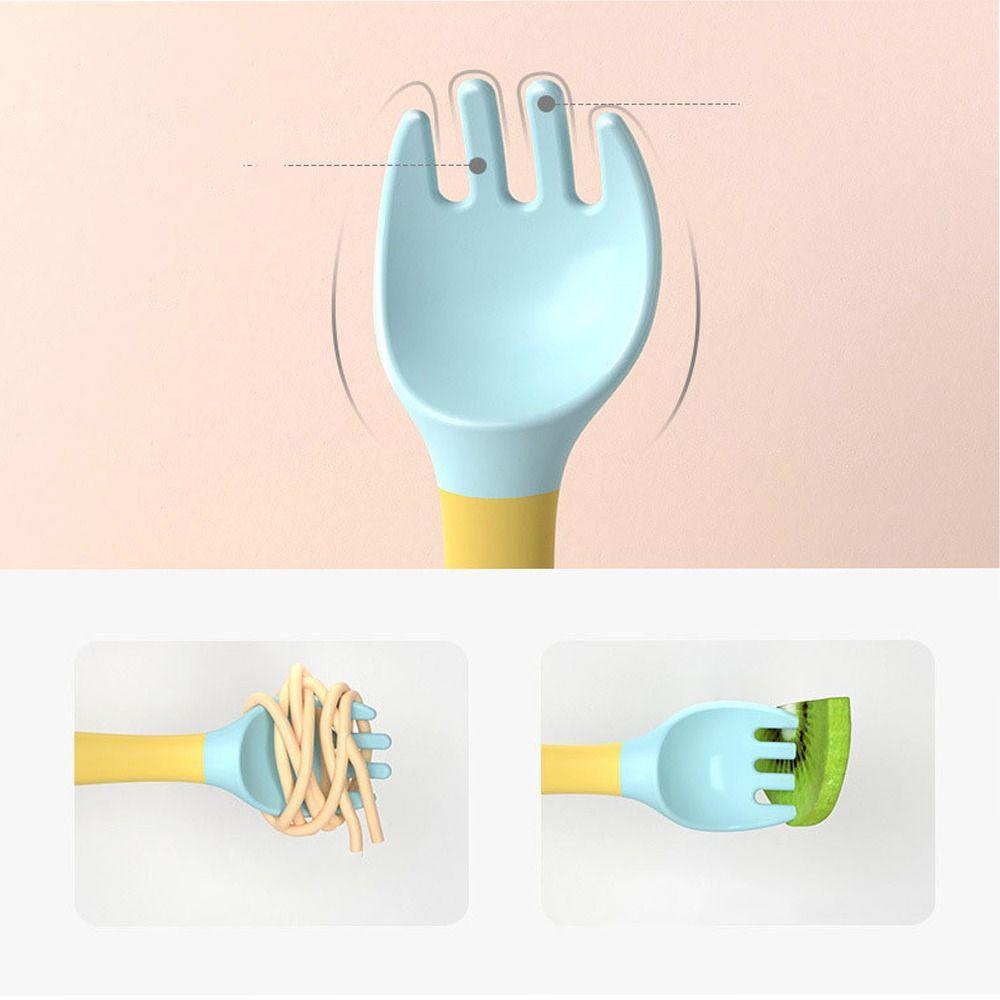 Top Spoon Fork Set Lembut Lucu Alat Bantu Balita Alat Makan Utensil Silicone