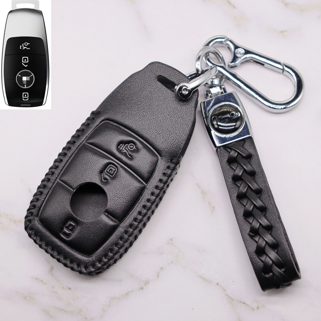 Mercedes-benz Kulit Asli car smart Key Cover Case Tas keyless remote holder Gantungan Kunci keyring casing Pelindung A-Class C-Class E-Class