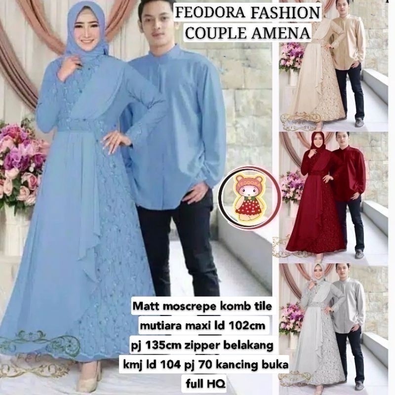 Feodora/ CP AMENA /Couple amena/ gamis couple / gamis brukat / baju pasangan gamis muslim/ fashion muslim ukuran M-L-XL-XXL(GOOD QUALITY)