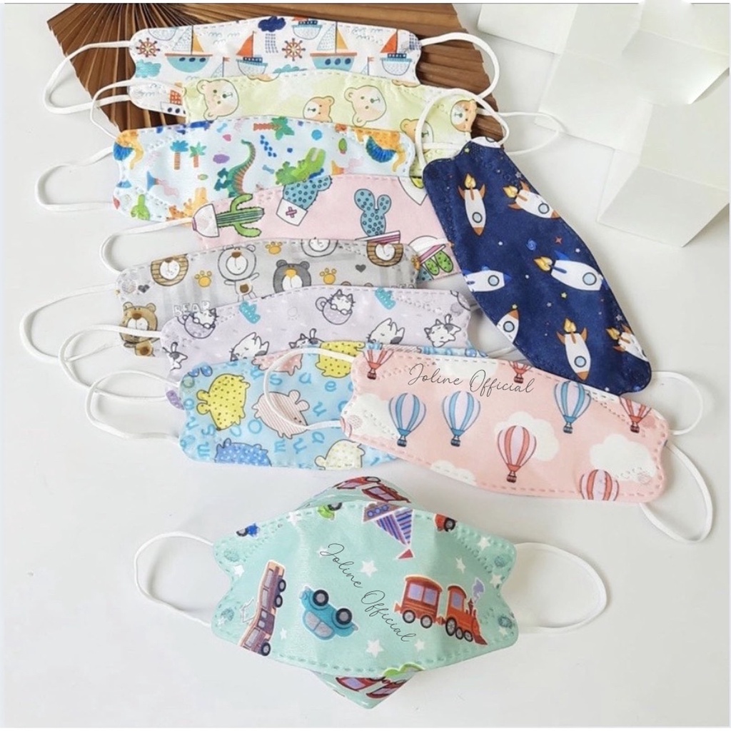 (isi 10pc) Masker Anak MOTIF 4ply Model Korea Masker KF94 Evo Kids Masker Wajah Earloop Anti Virus 4 ply