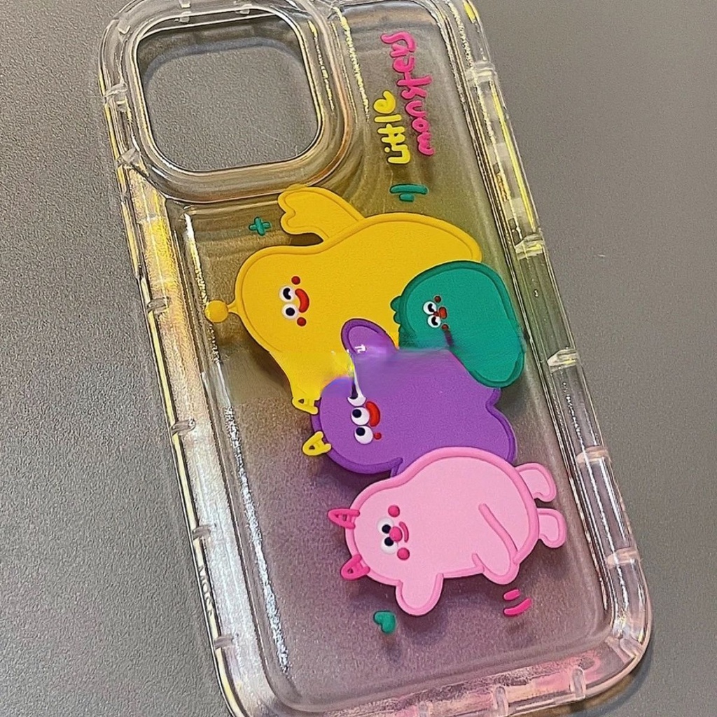 Case Desain Monster Gradasi Warna-Warni Untuk IPhone 12 13 14 11 Pro Max X Xs Max Xr Ddrt