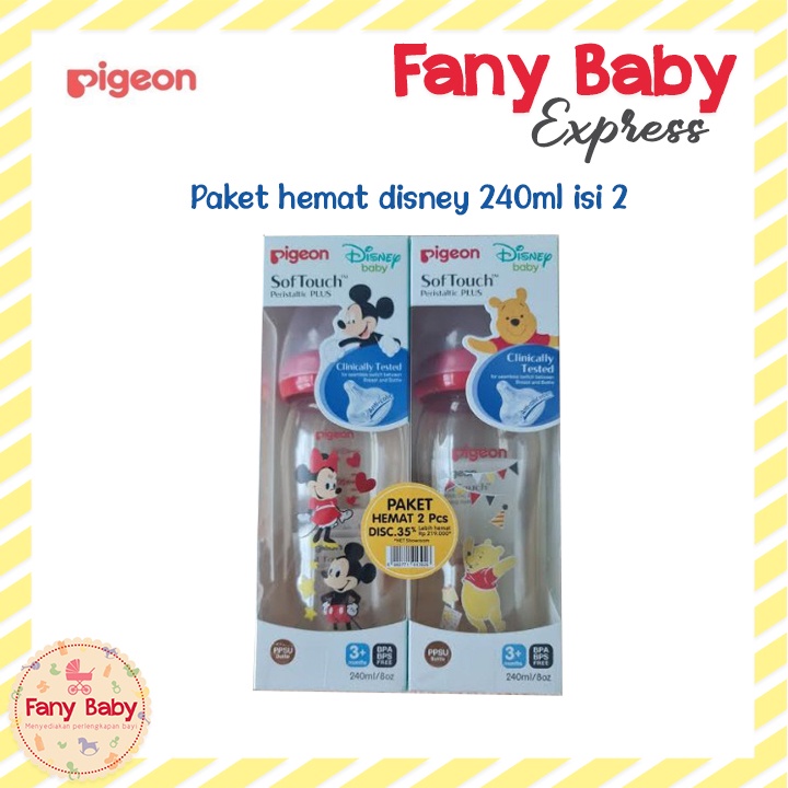 PIGEON PAKET HEMAT BOTOL PPSU DISNEY ISI 2PCS 240ML