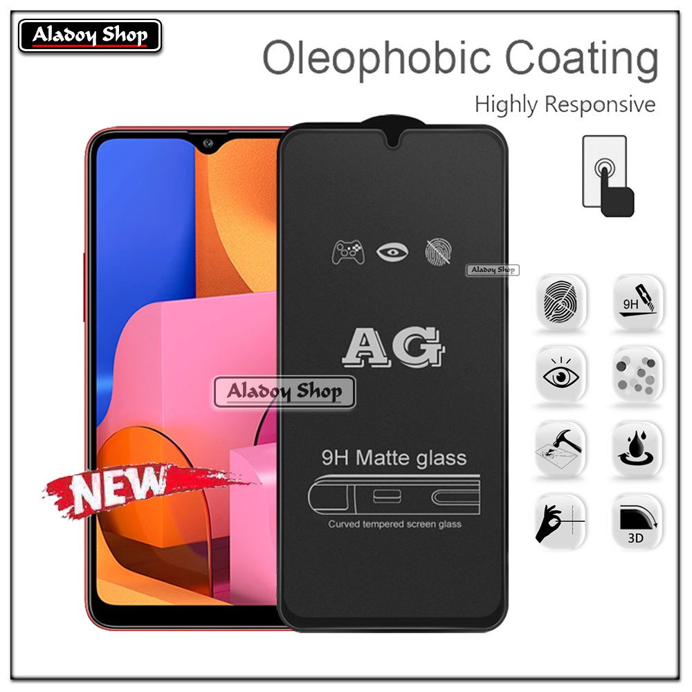 Paket 3IN1 Tempered Glass Layar Matte Anti Glare Samsung A20S Free Tempered Glass Camera dan Skin Carbon